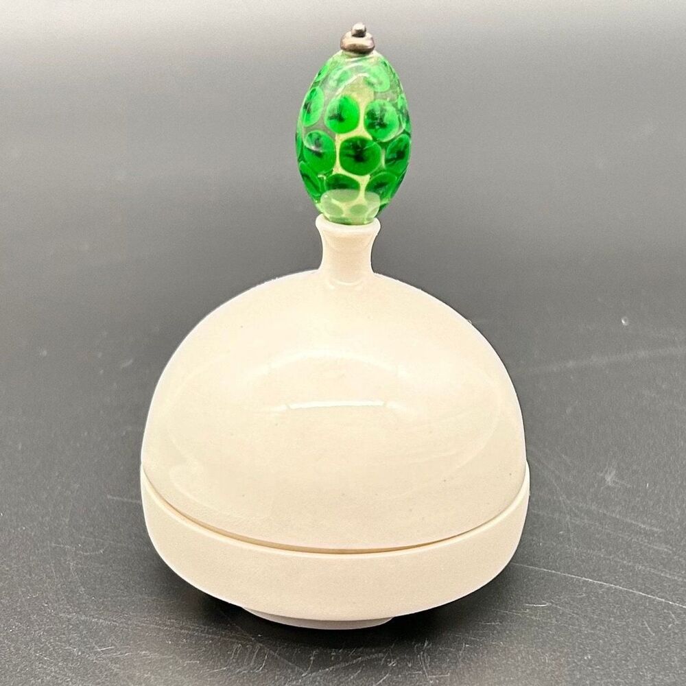 Porcelain Trinket Box Handmade Glass Bead